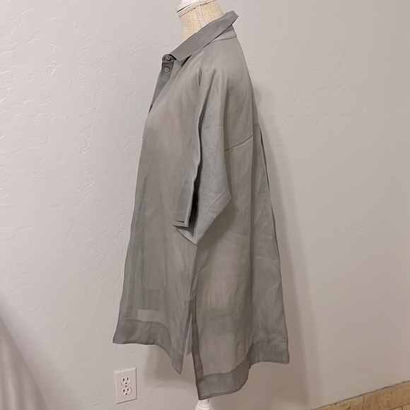 LAFAYETTE 148 New York Andra Semi Sheer Oversized Button Down Shirt- Size S - Picture 4 of 14